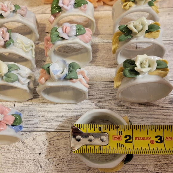 Vintage Mid-Century Porcelain Napkin Holders Rings Decorative Past/Set of 11 - Picture 2 of 5